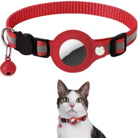 Reflective Collar Waterproof Holder Case For Airtag Air Tag Airtags Protective Cover Cat Dog Kitten Puppy Nylon Collar (Option: Red)